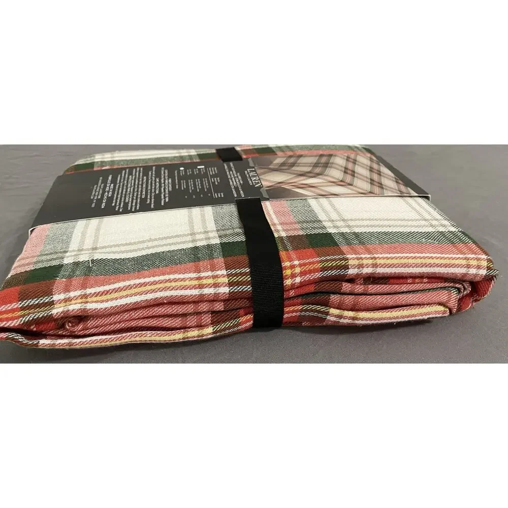 Lauren Ralph Lauren Plaid Tablecloth 60x104 Oblong New Tartan Red Green White